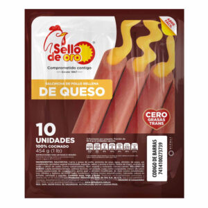 Salchicha de pollo rellena de queso