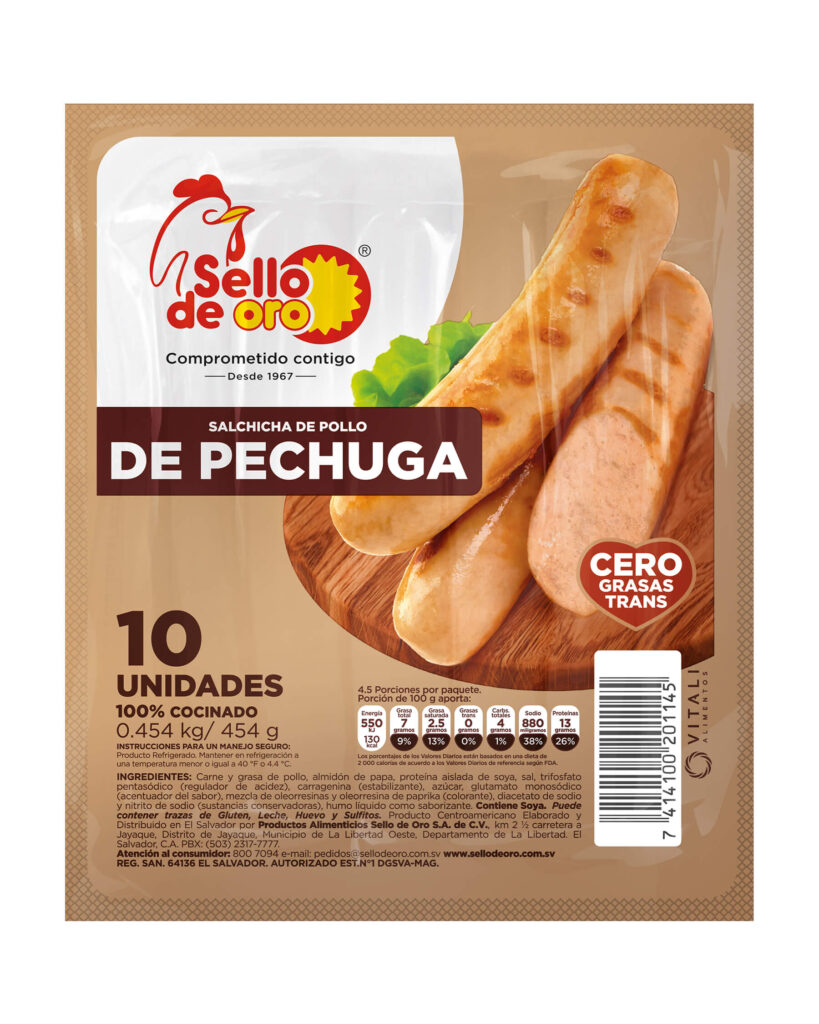 Salchicha de pollo de pechuga